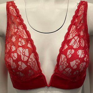 BNWT Mimi Holiday Poison Ivy Bra Red Lace Plunge Small